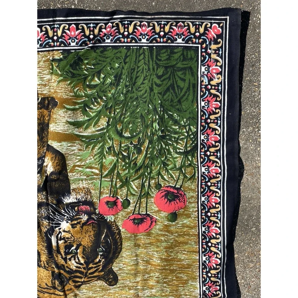 Vintage Tiger Landscape Tapestry Cotton Wall Hanging 56x36